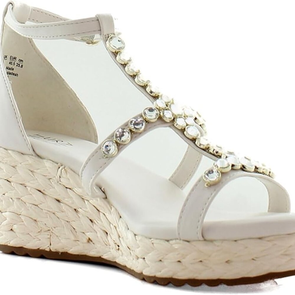 Naturalizer Womens Serena Strappy Wedge Sandal Warm White 8 M